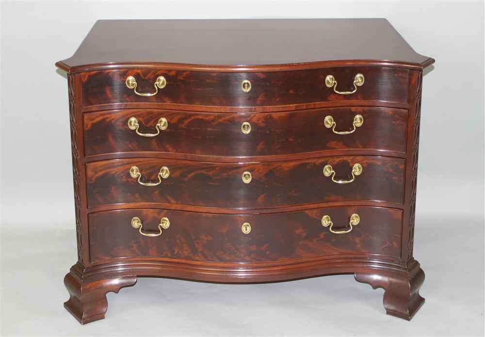 Appraisal: WILLIAMSBURG STICKLEY BLACKWELL SERPENTINE CHEST CW- the top with canted