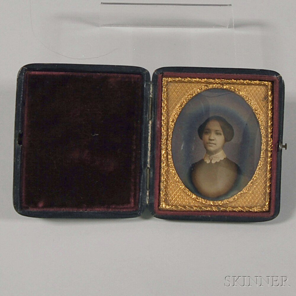 Appraisal: Sixth-plate Daguerreotype Portrait of a Young Black Woman bust-length portrait