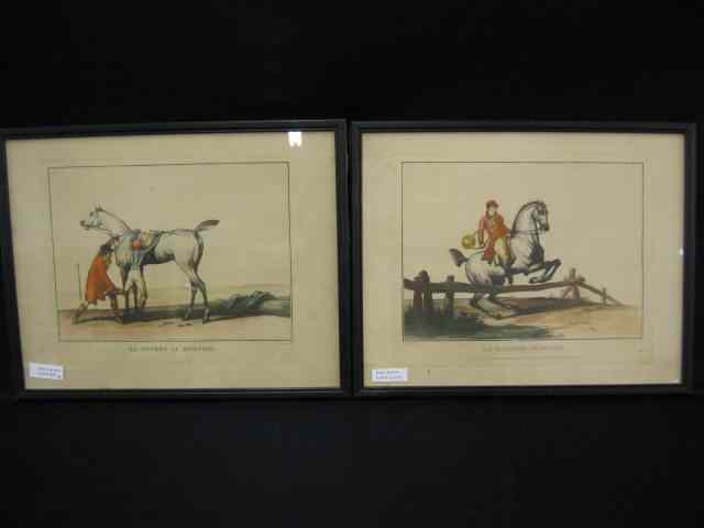 Appraisal: Pair of French Victorian Equestrian Engravings ''Le Jockey Au Montoir''