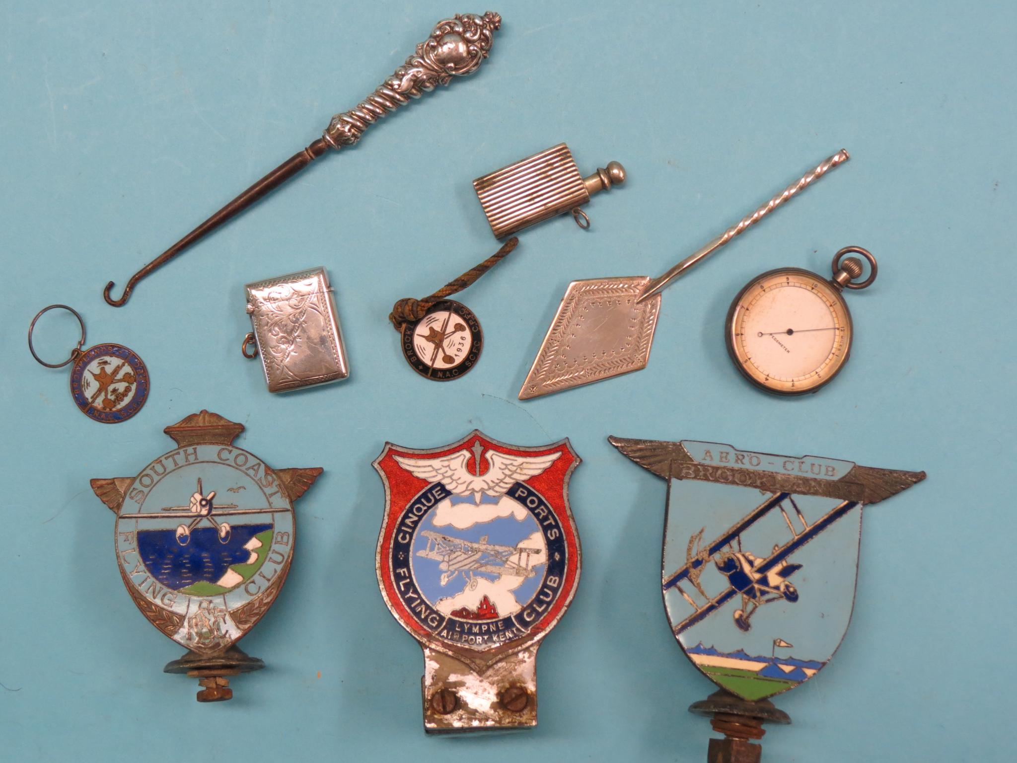 Appraisal: Enamelled car mascots Aero-Club Brooklands South Coast Flying Club Cinque