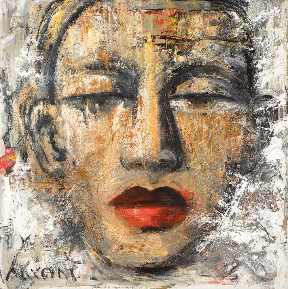 Appraisal: David Harouni Iranian New Orleans b Untitled Face oil on