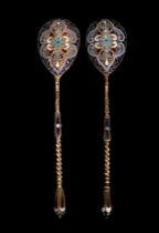 Appraisal: A Second Pair of Enameled Spoons by Gustav Klingert Moscow