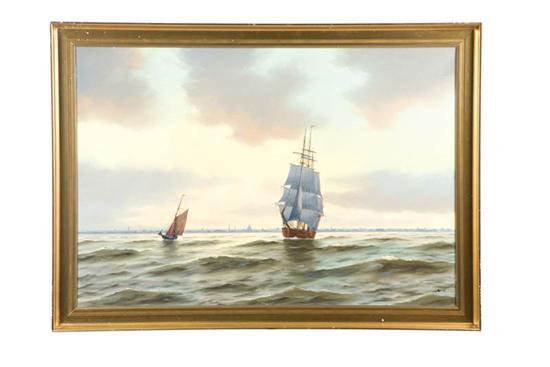 Appraisal: SAILING SHIPS BY STEN BILLE NETHERLANDS - Oil on canvas