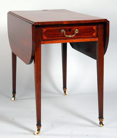 Appraisal: Top with inlaid centering patera fans in reserve corners drop-leaf