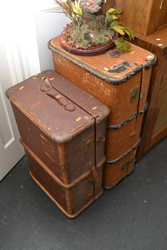 Appraisal: TWO VINTAGE TRAVELLERS TRUNKS TWO VINTAGE TRAVELLERS TRUNKS