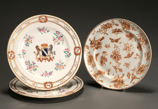 Appraisal: Group of Three Chinese Export and Export Style Plates The