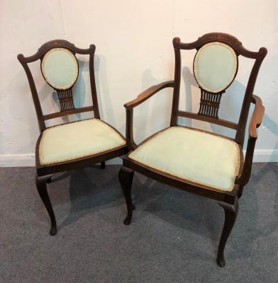 Appraisal: Two Edwardian mahogany chairs