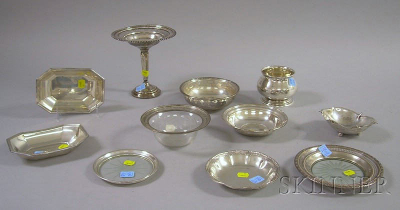 Appraisal: Nine Sterling and Weighted Silver Table Items a Sciarrotta handmade