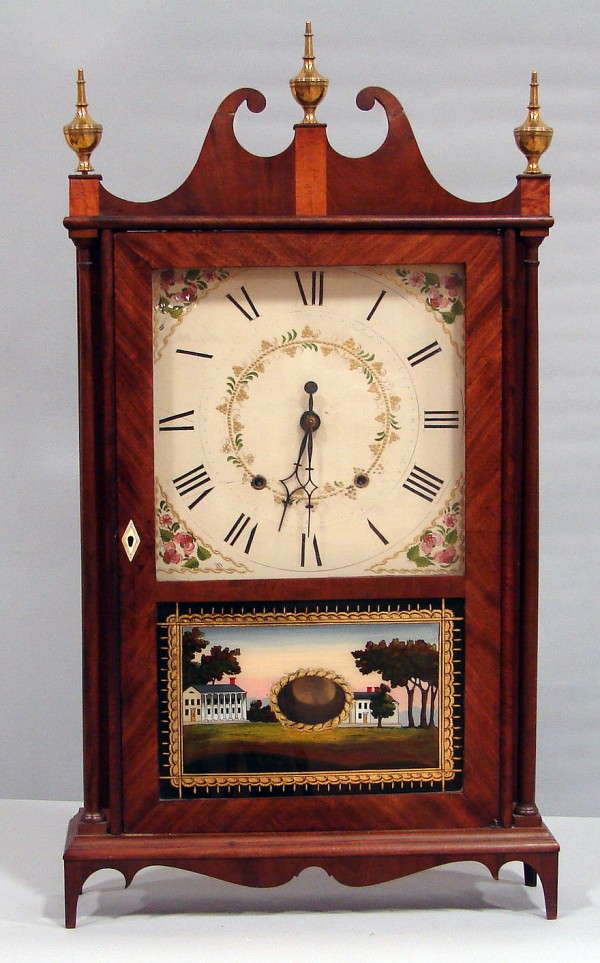 Appraisal: Circa mahogany case with hour wood works movement and wood