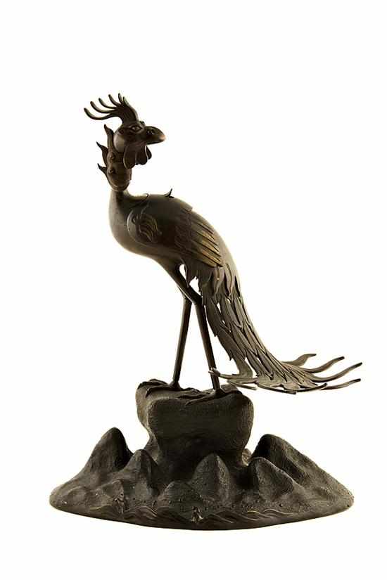 Appraisal: Japanese bronze phoenix-form censer early th century mythical bird standing