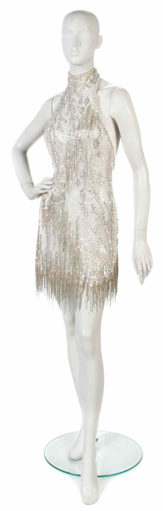 Appraisal: A Bob Mackie Cream Beaded Pearl and Rhinestone Flapper Style