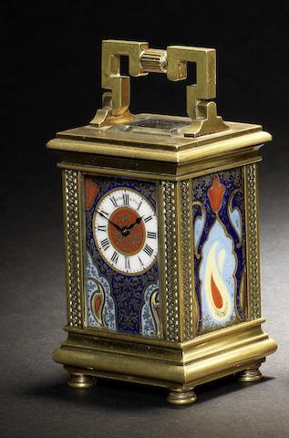 Appraisal: A late th century French porcelain mounted miniature carriage timepiece