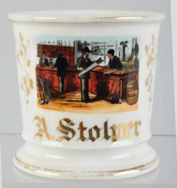 Appraisal: Hardware Store Shaving Mug Description Gilt name A Stolver Shows