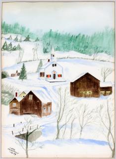 Appraisal: LLOYD MULBERGER WATERCOLOR LLOYD MULBERGER WATERCOLOR RURAL WINTER LANDSCAPE Depicting