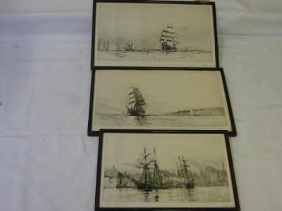 Appraisal: HAROLD WYLLIE Sailboats off the South Coast pair of etchings