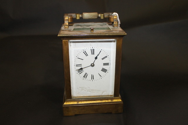 Appraisal: A TH CENTURY FRENCH BRASS REPEATER CARRIAGE CLOCK with loop