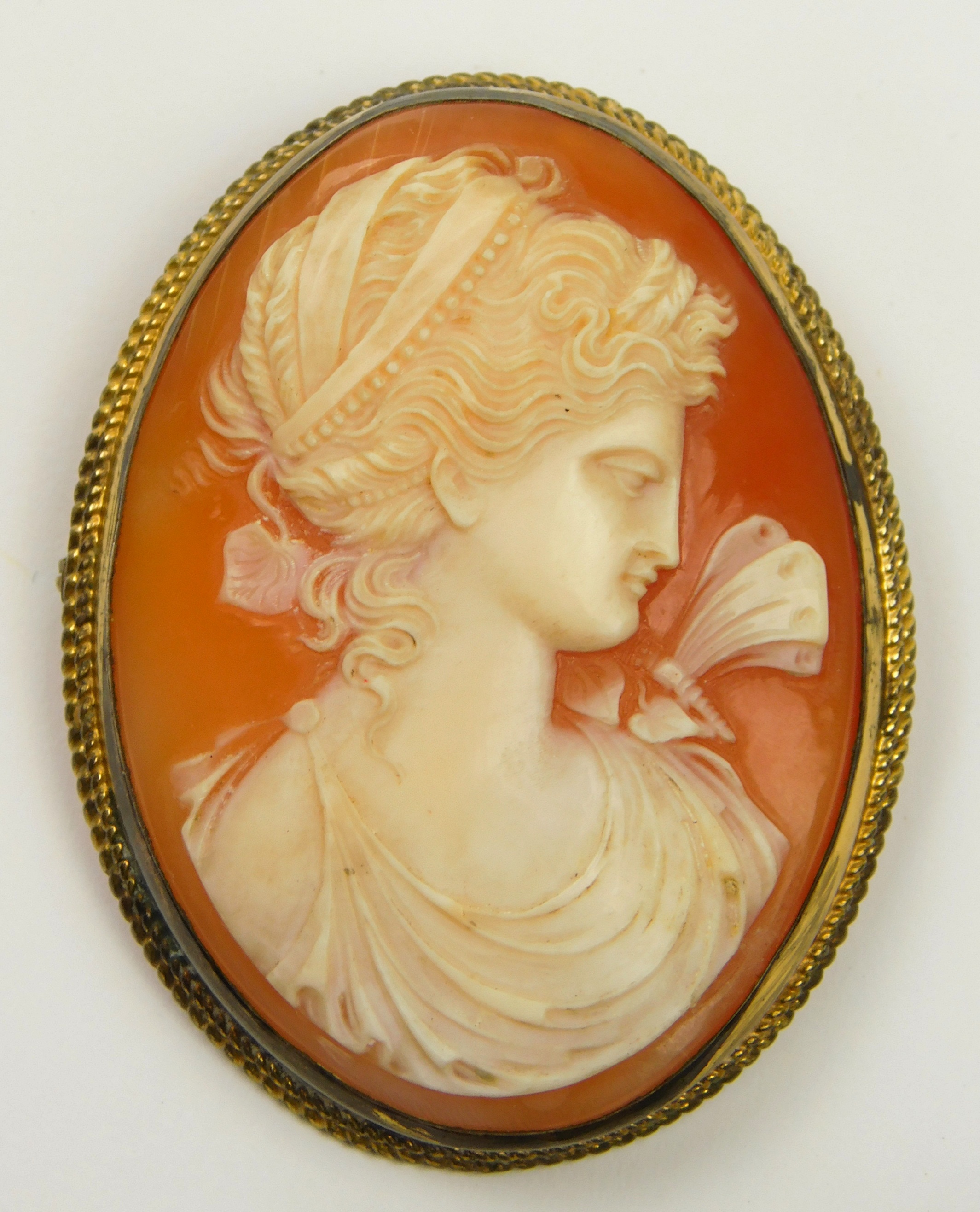 Appraisal: Victorian cameo shell brooch set in sterling silver mount x