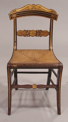 Appraisal: Faux bois and gilt chair arched crest with gilt volute