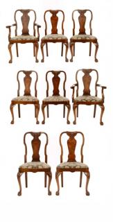 Appraisal: Set of English Queen Anne Style Dining Chairs George Fleet