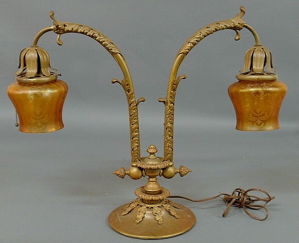 Appraisal: Brass double-arm lamp by Lynne Lamp pat