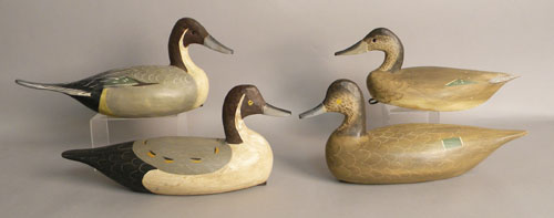 Appraisal: Four Jimmy Bowden pintail decoys stamped and signed longest -