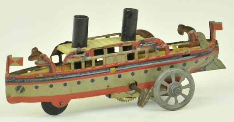 Appraisal: PASSENGER BOAT PENNY TOY Distler Germany key wind driven lithographed