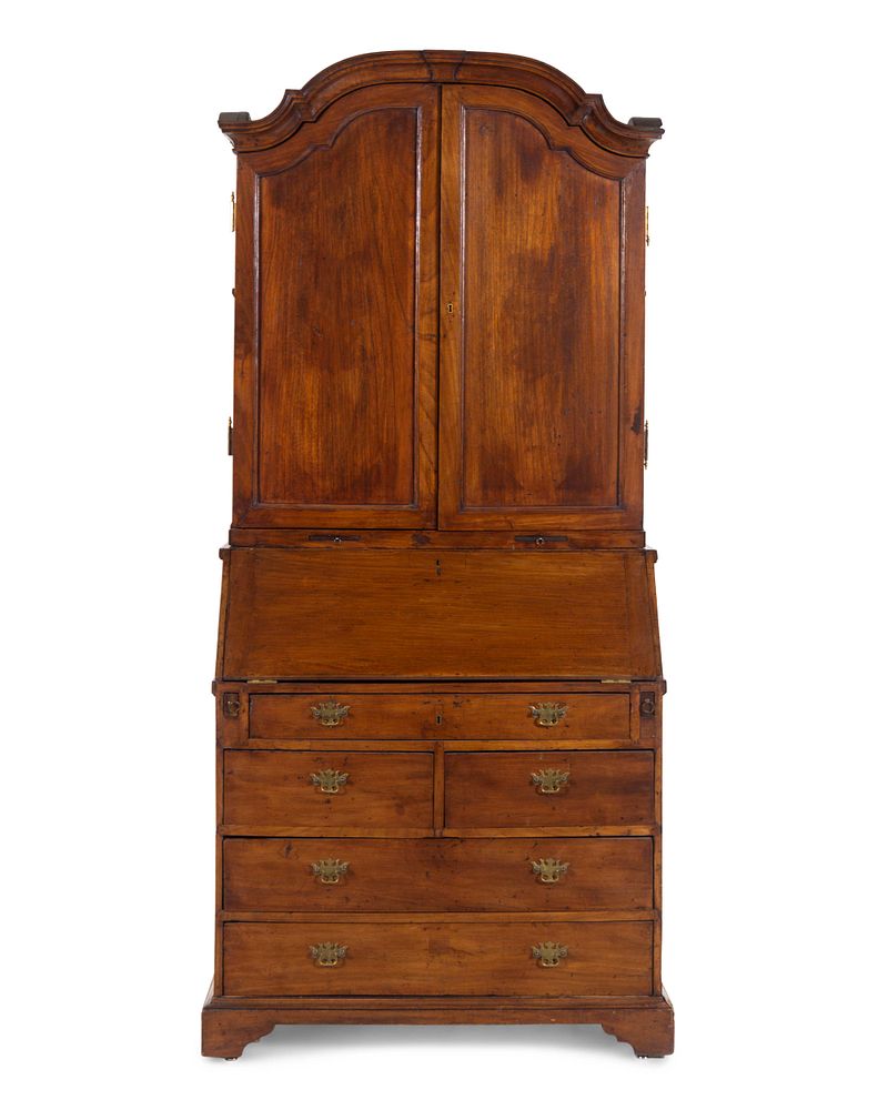 Appraisal: A George II Walnut Secretary Bookcase A George II Walnut