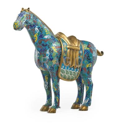 Appraisal: CHINESE CLOISONNE HORSE Large size detachable saddle th c x