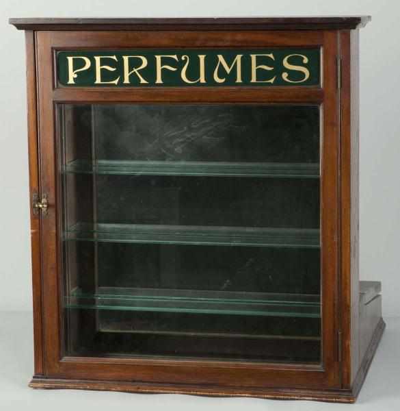 Appraisal: Perfume Display Case Description Beautiful reverse-on-glass marquee