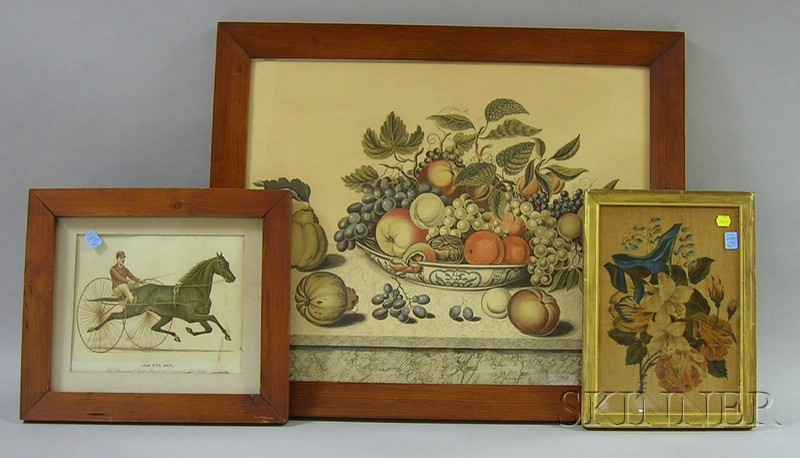 Appraisal: Five Framed Decorative Items a Jakob E Schalter bowl of