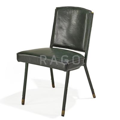 Appraisal: JACQUES ADNET - Side chair France s Leather brass Unmarked