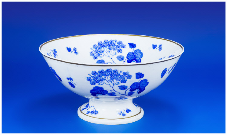 Appraisal: Large Grainger Blue and White Footed Bowl with gold borders