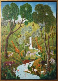 Appraisal: Franklin Latortue Hatian Jungle scene with a variety of animals