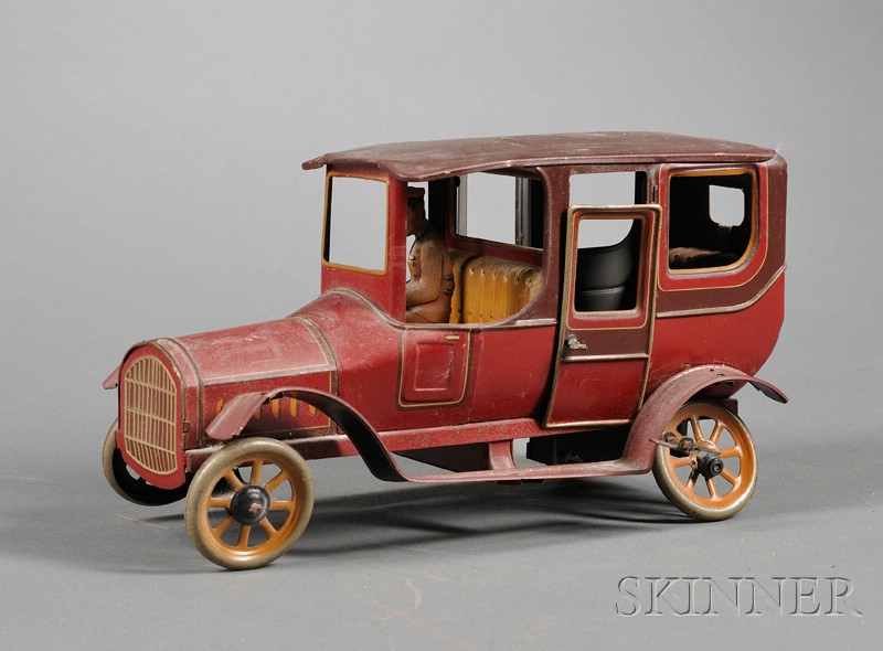 Appraisal: Bing Lithographed Tin Clockwork Saloon Car early th century two-tone