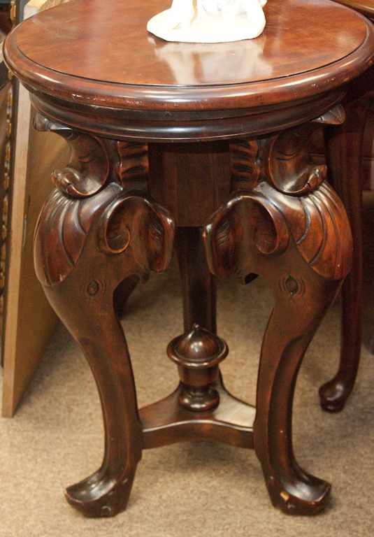 Appraisal: Indian figural carved mahogany side table Estimate - No condition