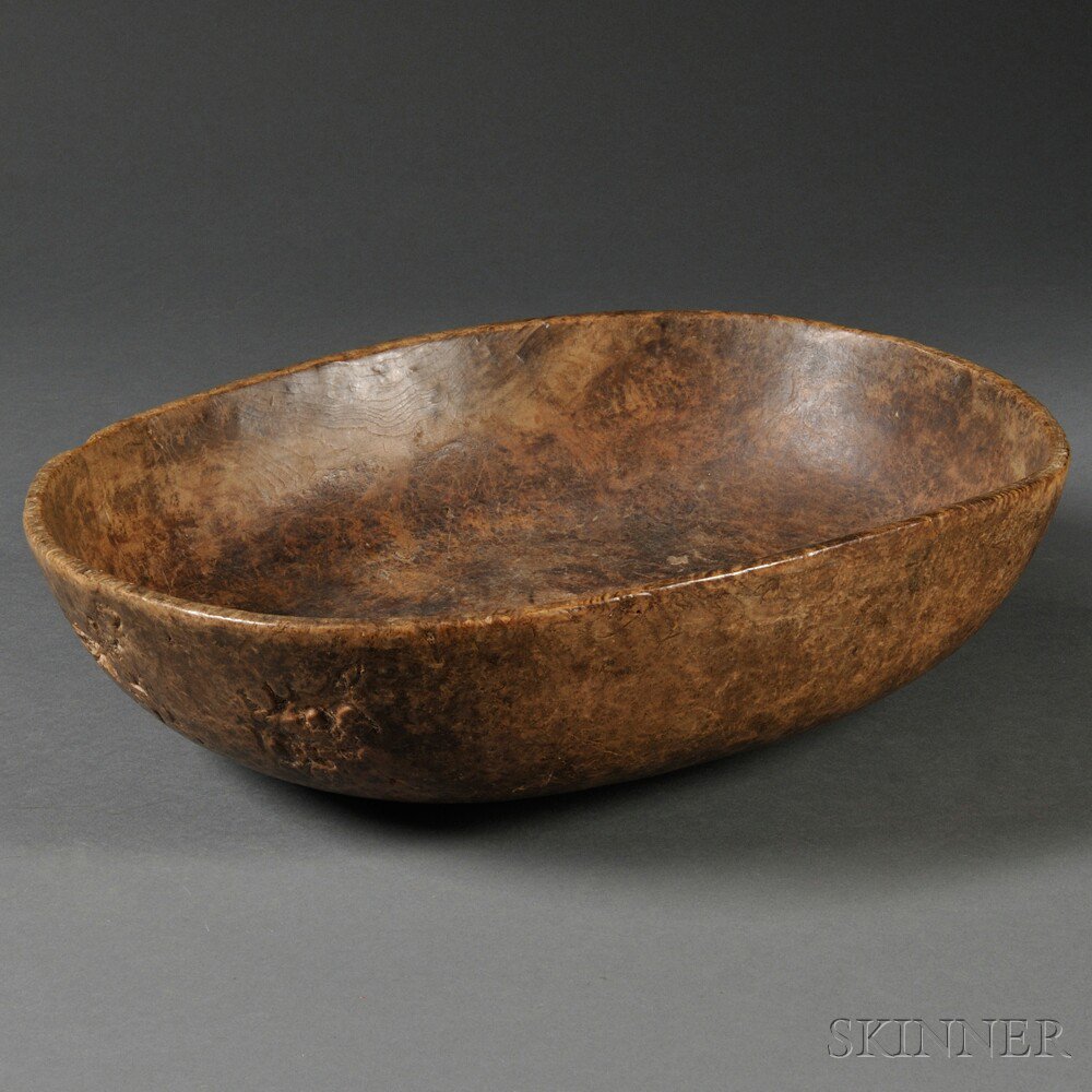 Appraisal: Hand-hewn Oval Burl Bowl America late th early th century