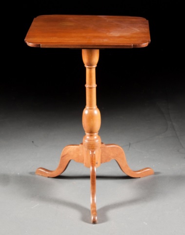 Appraisal: Federal maple candlestand circa with cut corner top turned baluster