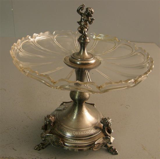 Appraisal: French white metal mounted table centre on three winged beast