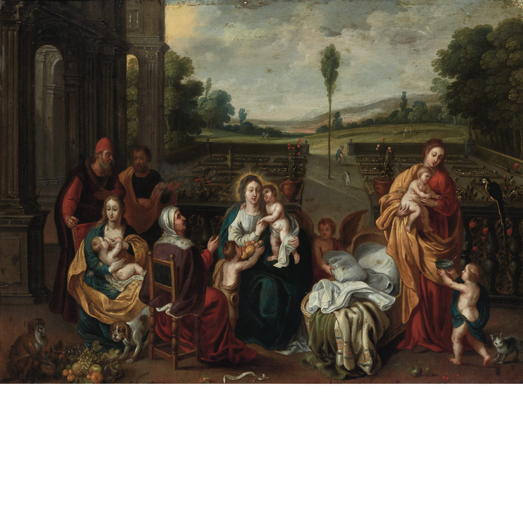 Appraisal: Circle of Frans Francken The Holy Family in a Garden