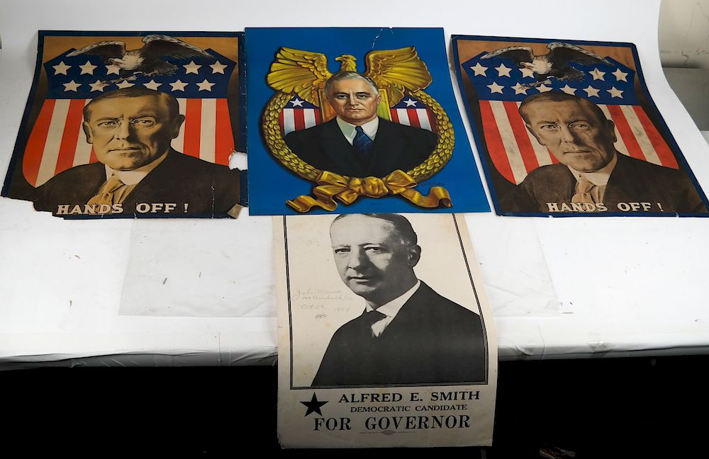 Appraisal: Four Democratic Campaign Posters Two Woodrow Wilson Presidential Franklin Roosevelt