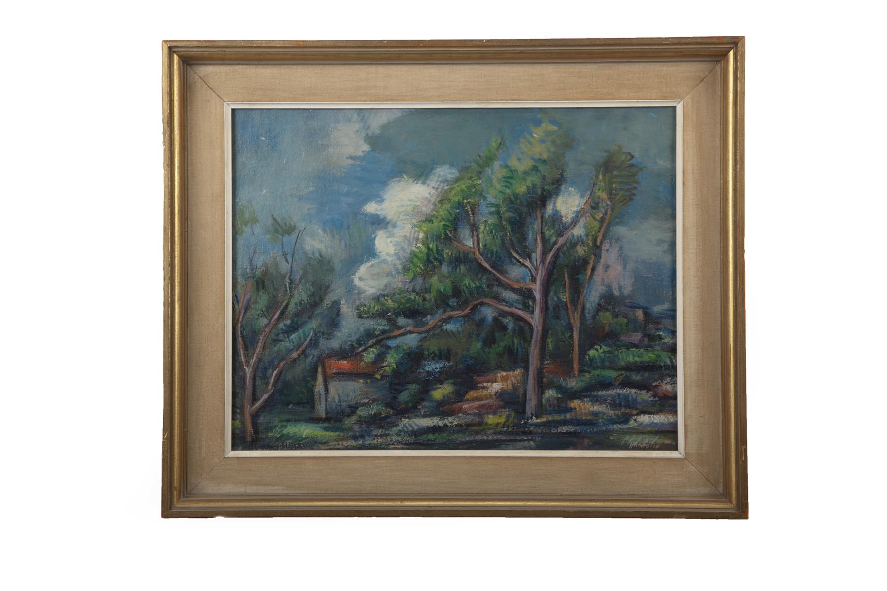 Appraisal: LANDSCAPE WITH WHITE CLOUD BY ABRAHAM HARRITON NEW YORK -