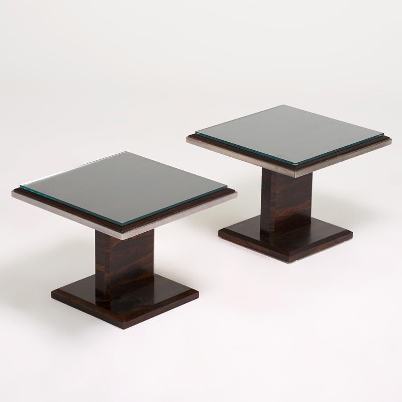 Appraisal: CONTEMPORARY Pair of custom occasional tables USA s Rosewood patinated