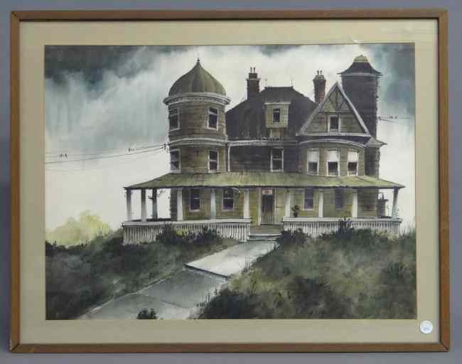 Appraisal: Watercolor of Victorian house in Portland Maine C signed ''Casoni''