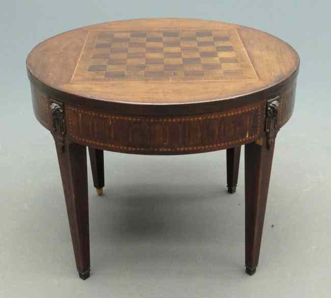 Appraisal: th c Continental removable top game table One side of