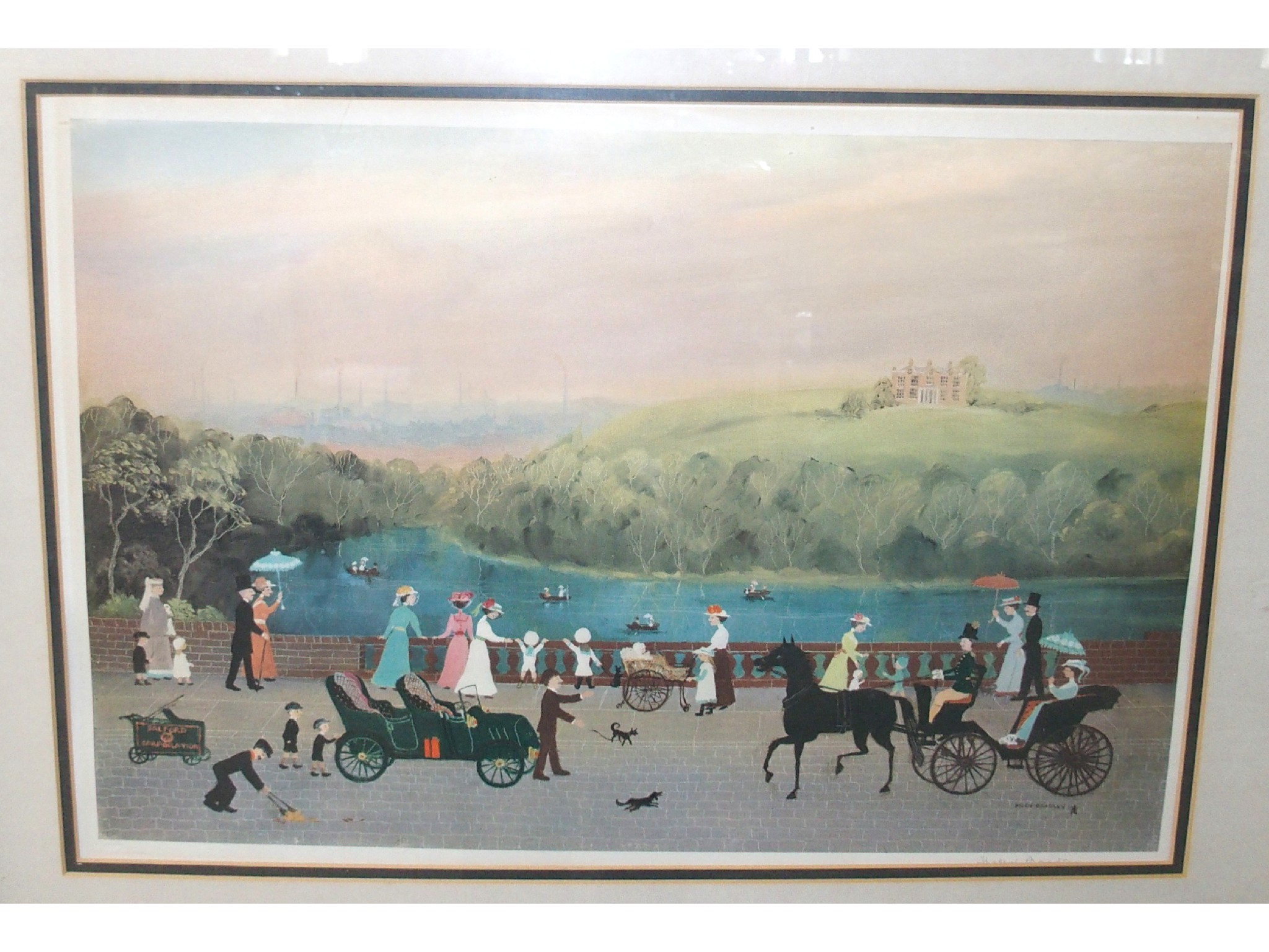 Appraisal: HELEN BRADLEY Afternoon by the river signed print