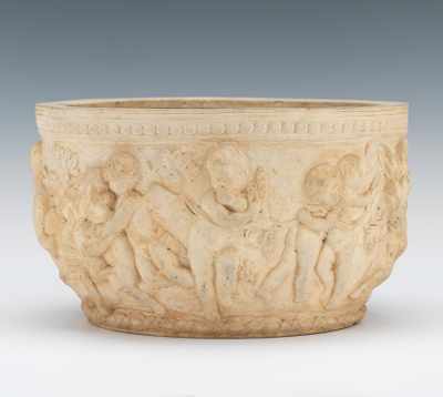 Appraisal: Terracotta Bacchanal Jardiniere Terracotta planter with lovely relief of many