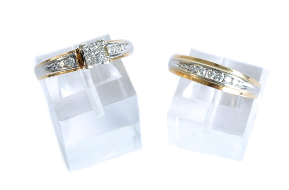 Appraisal: K TWO TONE DIAMOND WEDDING RING SET K two tone