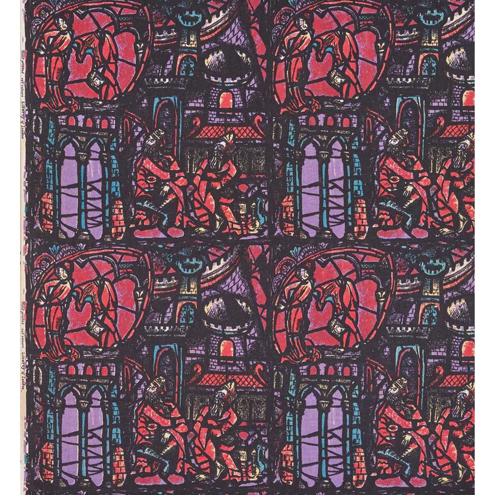 Appraisal: LIBERTY CO LONDON KNIGHT S CASTLE FRAMED FABRIC PANEL CIRCA