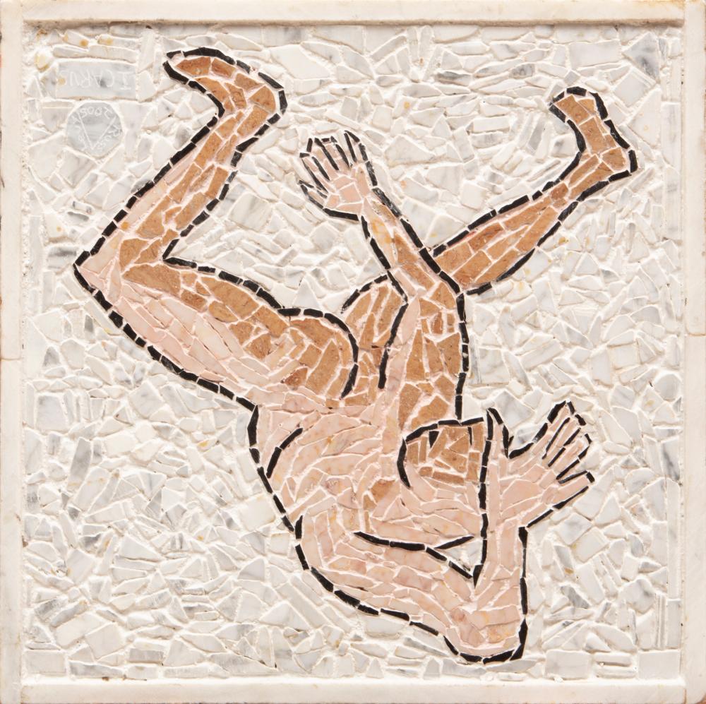 Appraisal: Ross Levy American th c Icarus mosaic on marble signed