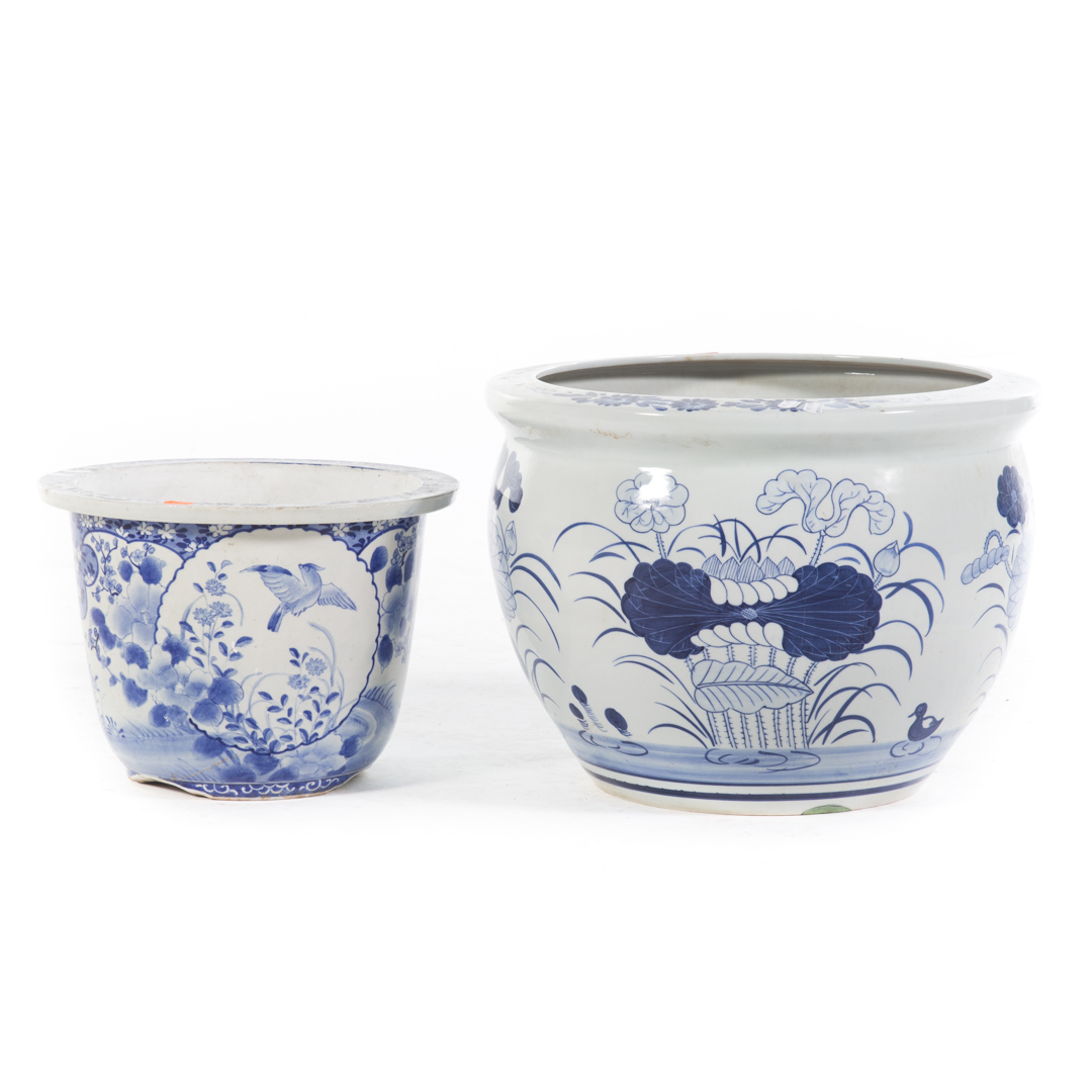 Appraisal: Two Chinese blue and white porcelain planters in Diam of